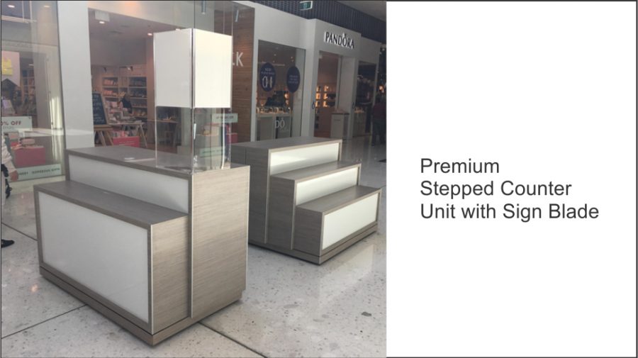 Premium Stepped Counter Unit with Sign Blade
